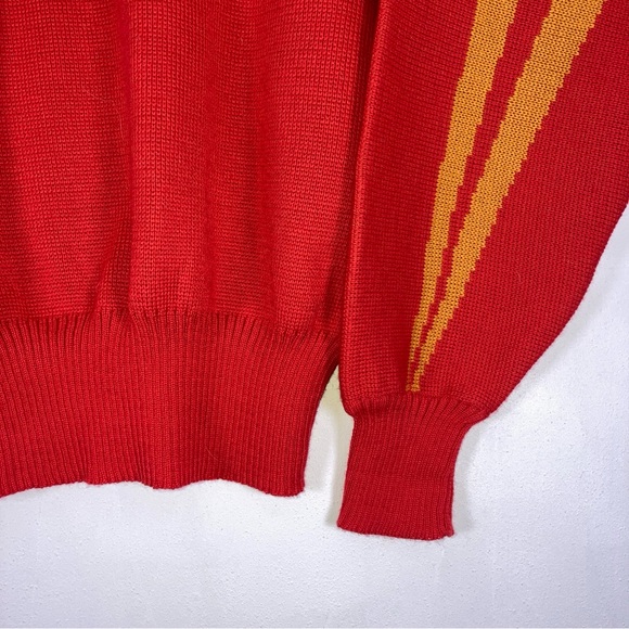 Obermeyer Sweater Round Neck Men's M Ski Apine Red Blue Yellow - Picture 4 of 14